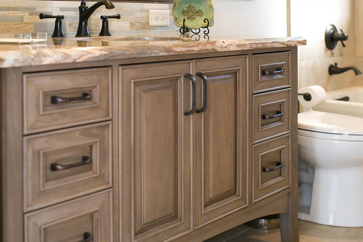 Shiloh Cabinetry - bathroom vanity - Cabinets: River Rock on Select Poplar, Portland Door, VTC 4 - Springfield, IL
